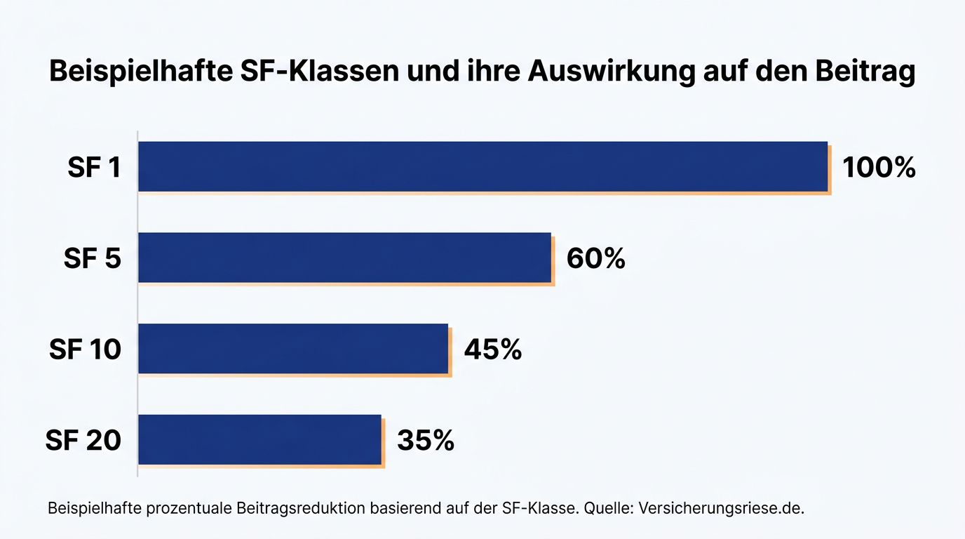 Infografik Schadenfreiheitsklasse und prozentualer Beitrag