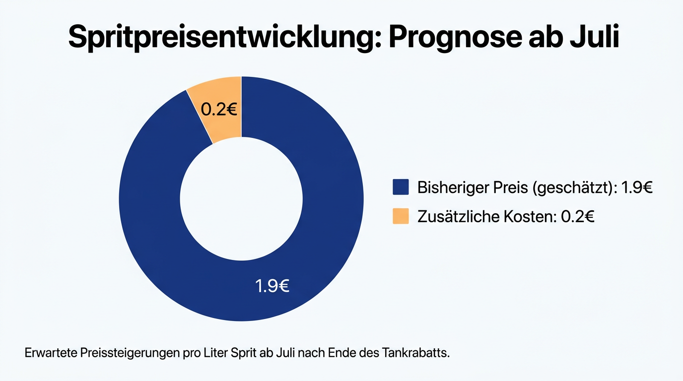 Donut-Diagramm, das die voraussichtliche Preissteigerung pro Liter Sprit ab Juli darstellt.